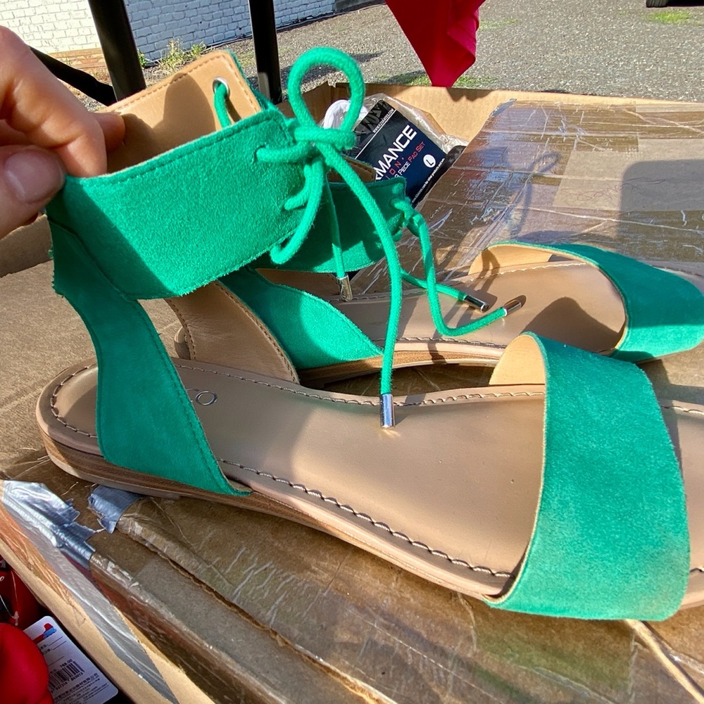 Franco Sarto Vibrant Green Suede Sandals